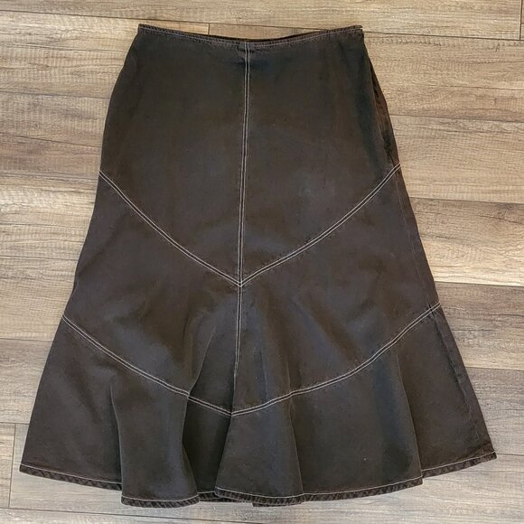 EUC Simon Chang Fit and Flair Boho Denim Skirt (waist flat 16") - Picture 1 of 1